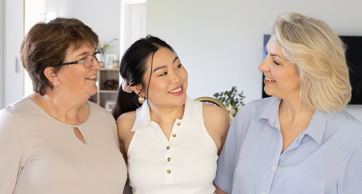 Lisa from The Celestial Place is with Sue from Flippin' Fabulous Consultancy Services and Reiko, standing in Reiko's new kitchen and smiling.